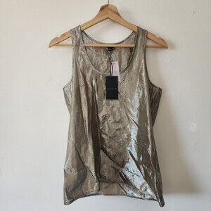 NWT Ann Taylor Sparkle Tank Top 6P Sleeveless Blouse Silk Metallic Blend